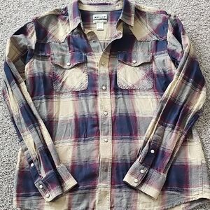 Ariat Men's Casual Plaid Shirt - Navy and Beige